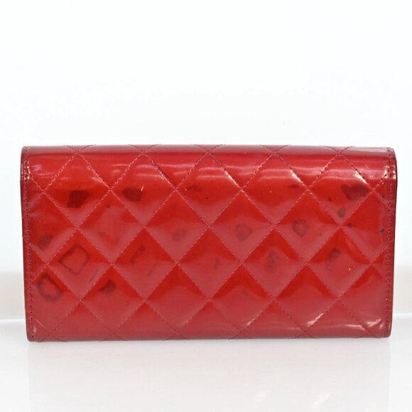 AUTHENTIC CHANEL Wallet Coco Mark Purse Patent Leather Red bsj358-121125 - Picture 3 of 16